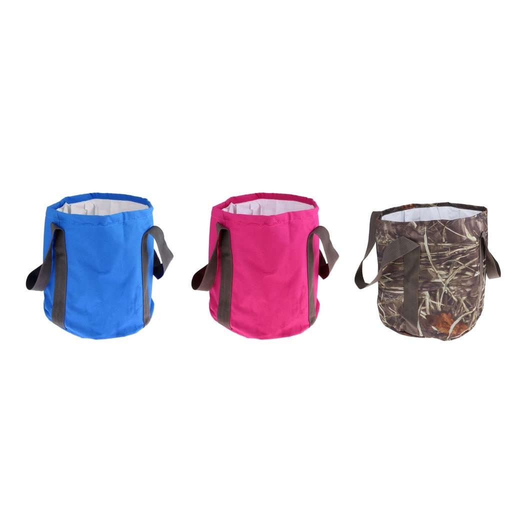 Portable Folding Washbasin Bucket Foldable Camping Water Pot Rose red