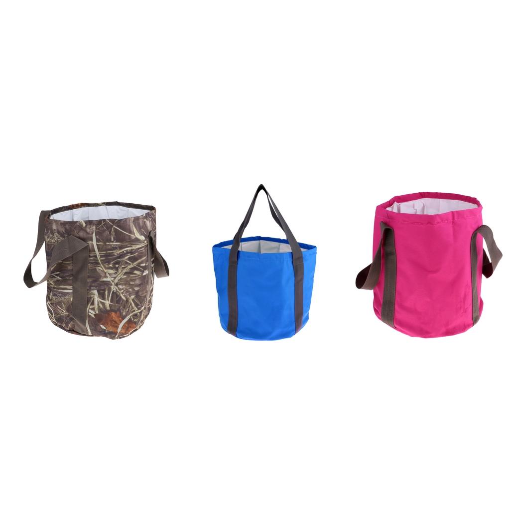 Portable Folding Washbasin Bucket Foldable Camping Water Pot Rose red
