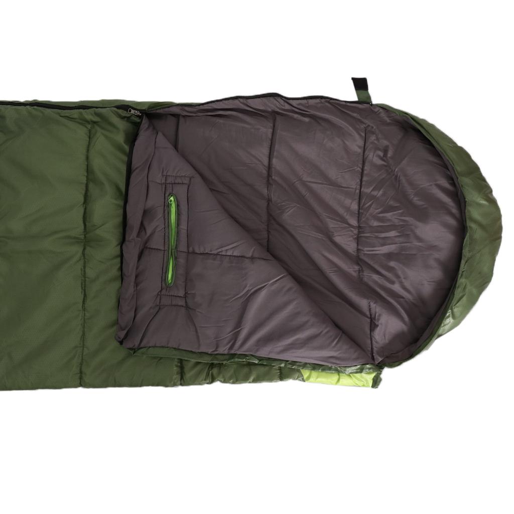 Waterproof Camping Warm Hollow Cotton Splicing Sleeping Bag Army Green Right