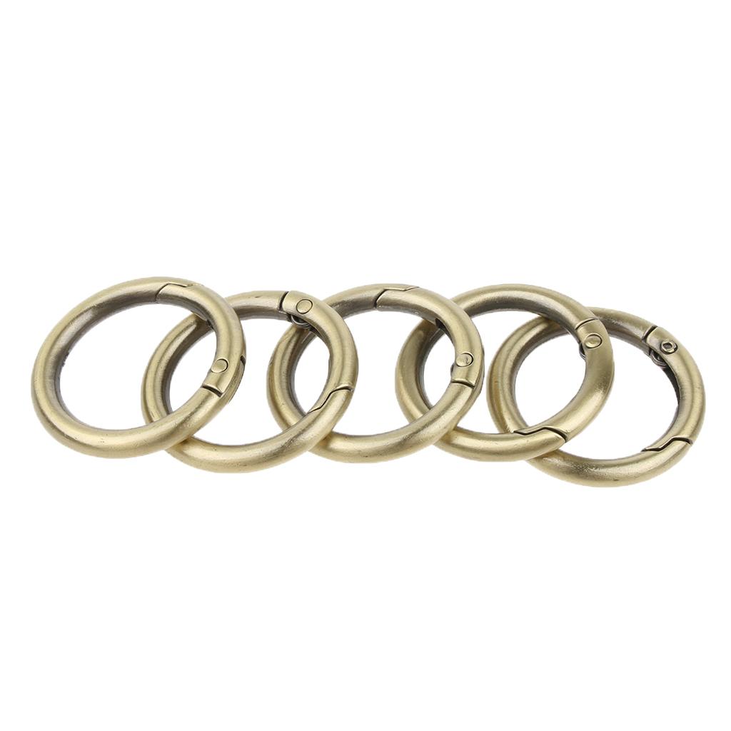 5 Pieces Zinc Alloy Round Spring Buckles Snap Hook Keychain Clip Brown 25mm