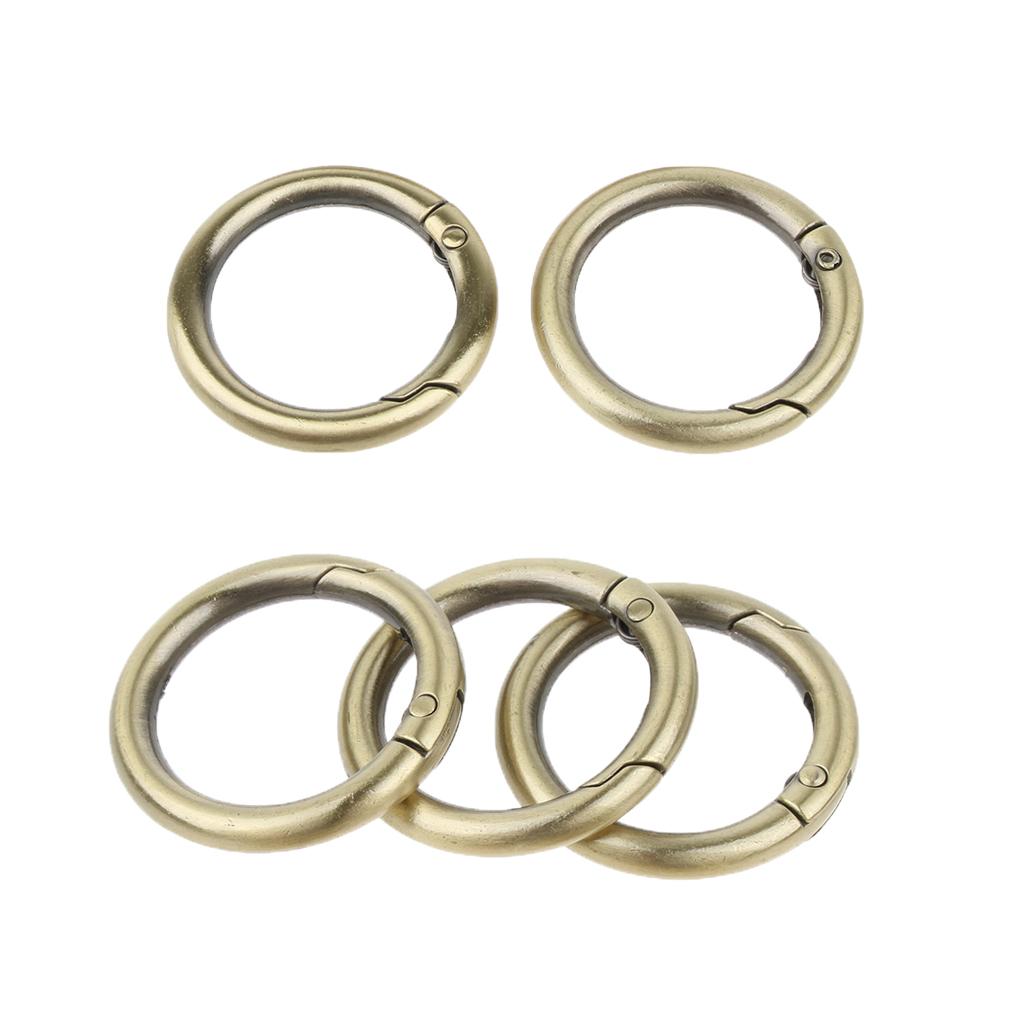 5 Pieces Zinc Alloy Round Spring Buckles Snap Hook Keychain Clip Brown 25mm