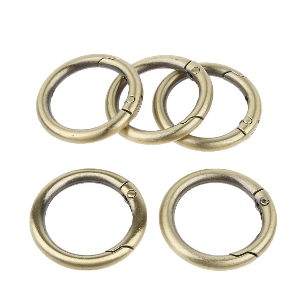 5 Pieces Zinc Alloy Round Spring Buckles Snap Hook Keychain Clip Brown 25mm