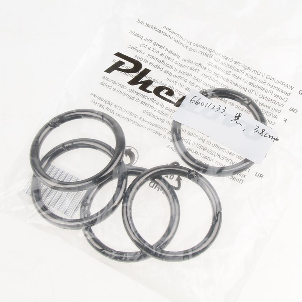 5 Pieces Zinc Alloy Round Spring Buckles Snap Hook Keychain Clip Black 38mm