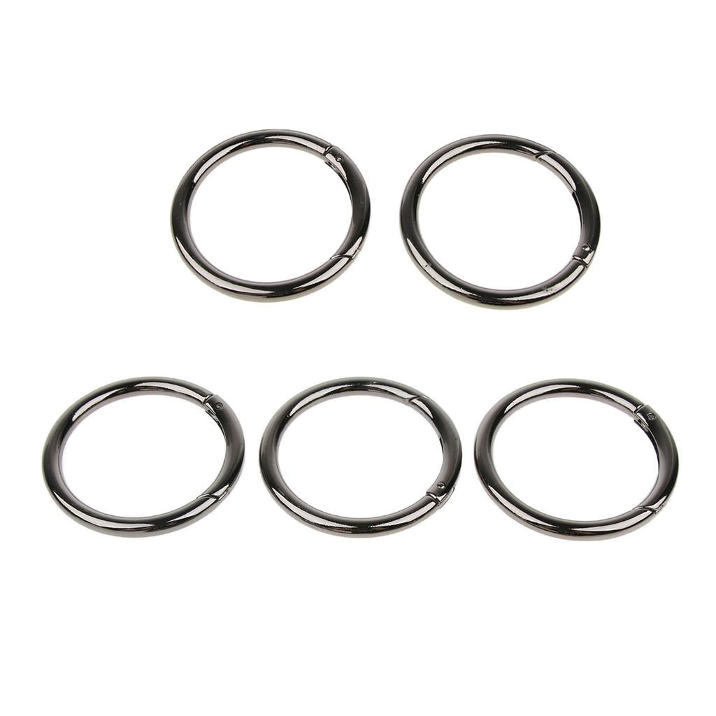 5 Pieces Zinc Alloy Round Spring Buckles Snap Hook Keychain Clip Black 38mm