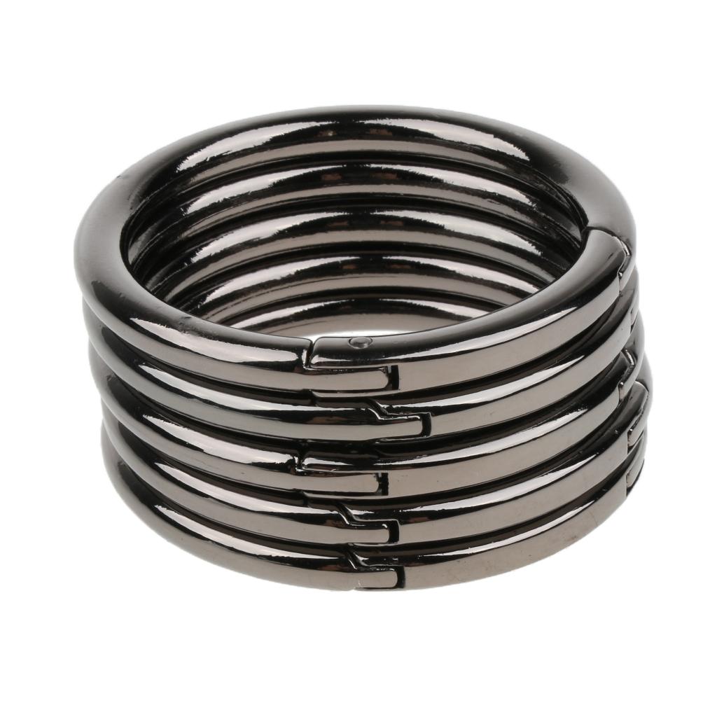 5 Pieces Zinc Alloy Round Spring Buckles Snap Hook Keychain Clip Black 38mm