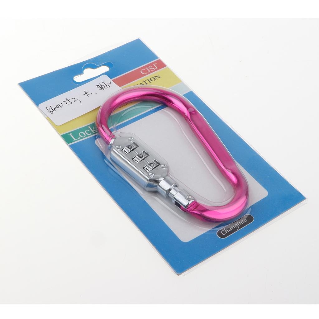 Carabiner Hook Buckle Clip Keychain with 3 Digits Combination Lock Big Rose