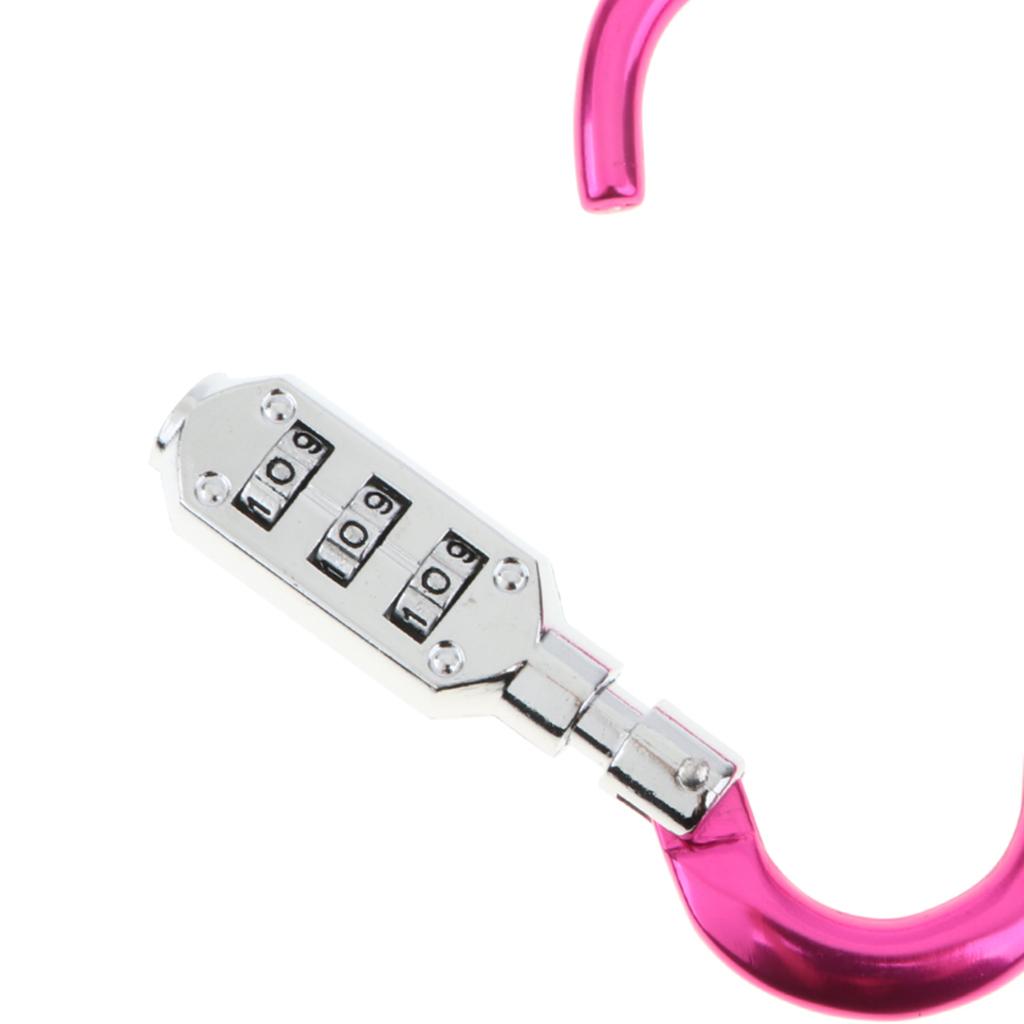 Carabiner Hook Buckle Clip Keychain with 3 Digits Combination Lock Big Rose