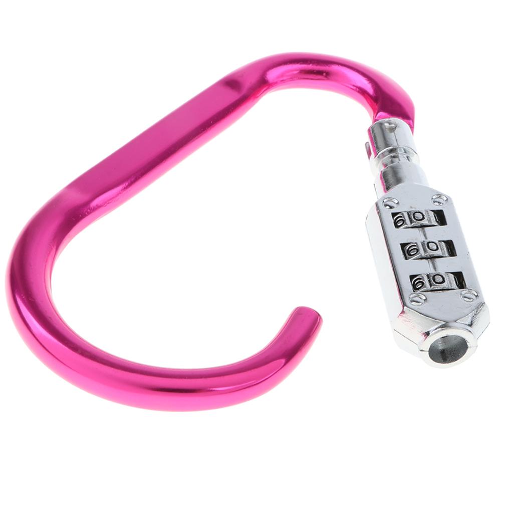 Carabiner Hook Buckle Clip Keychain with 3 Digits Combination Lock Big Rose