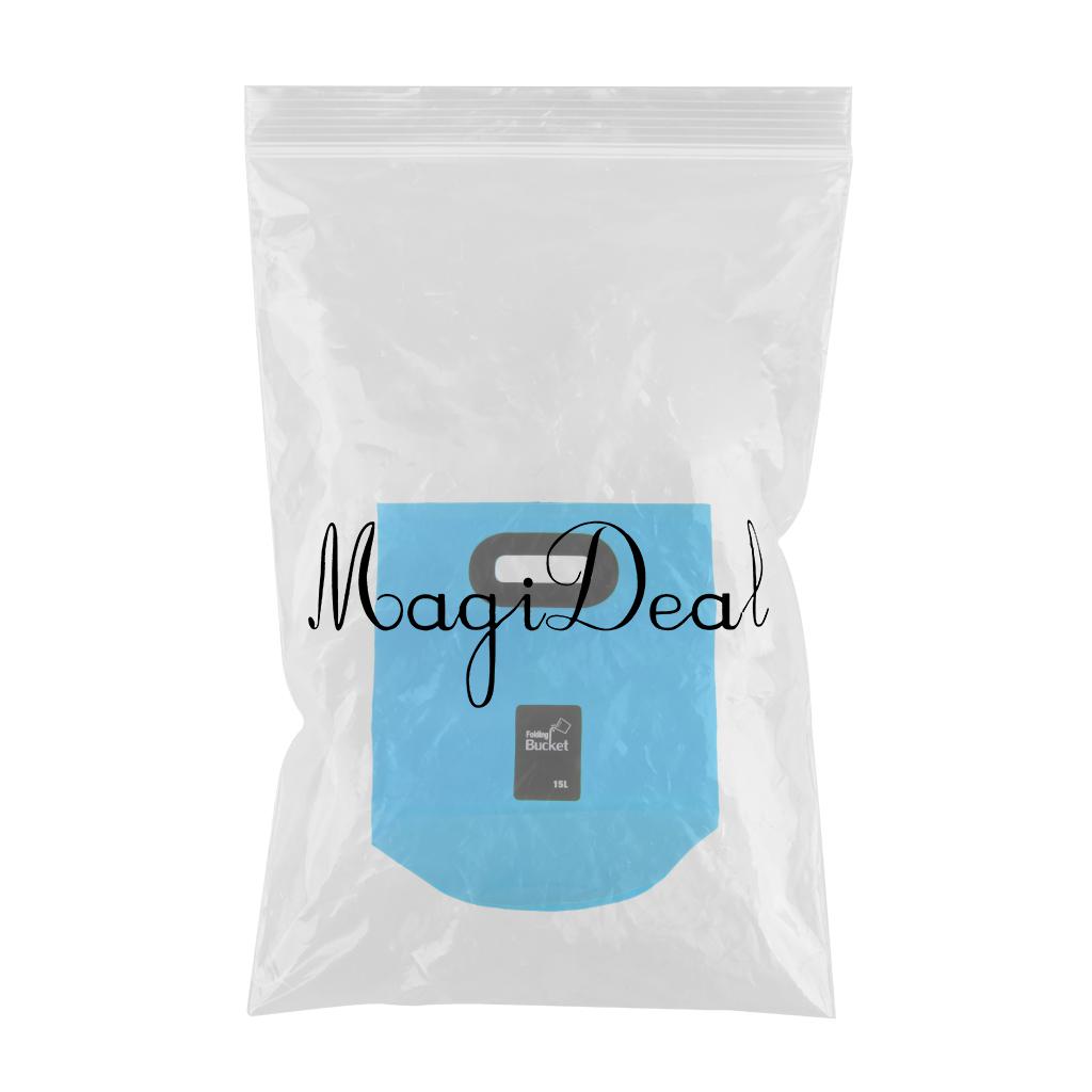 Camping Folding Storage Bucket Outdoor Barrel with Carry Handle Blue