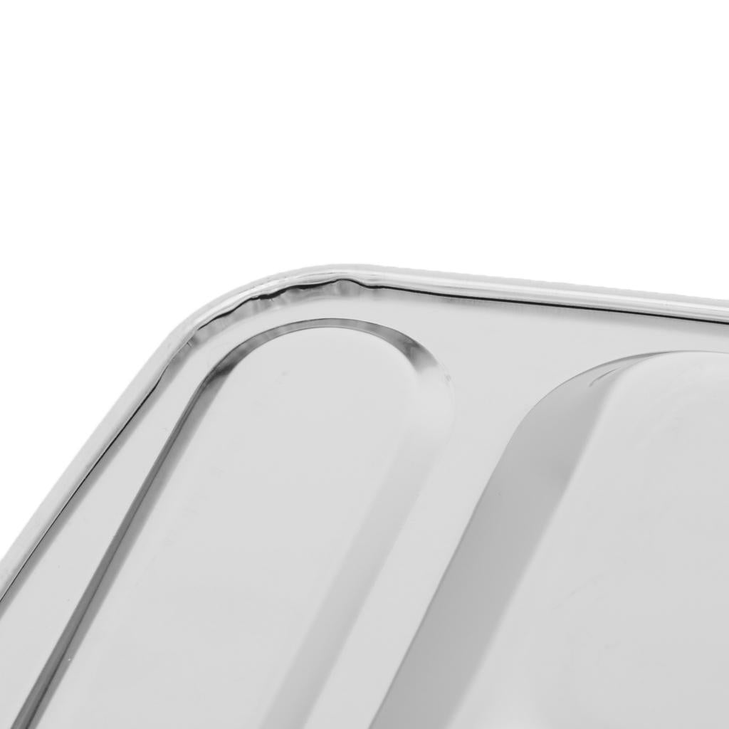Stainless Steel Sectioned Food Serving Tray Canteen Divided Plate 35x26cm C