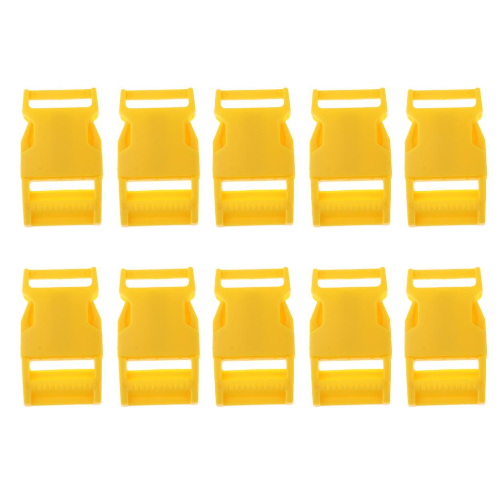 10pcs Plastic Side Release Buckles for 1 Backpack Webbing Strap Yellow"