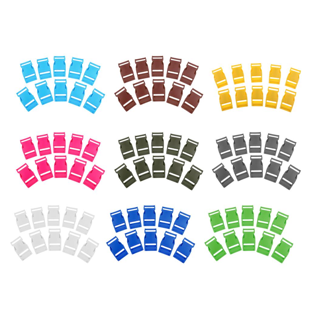 10pcs Plastic Side Release Buckles for 1 Backpack Webbing Strap Yellow"