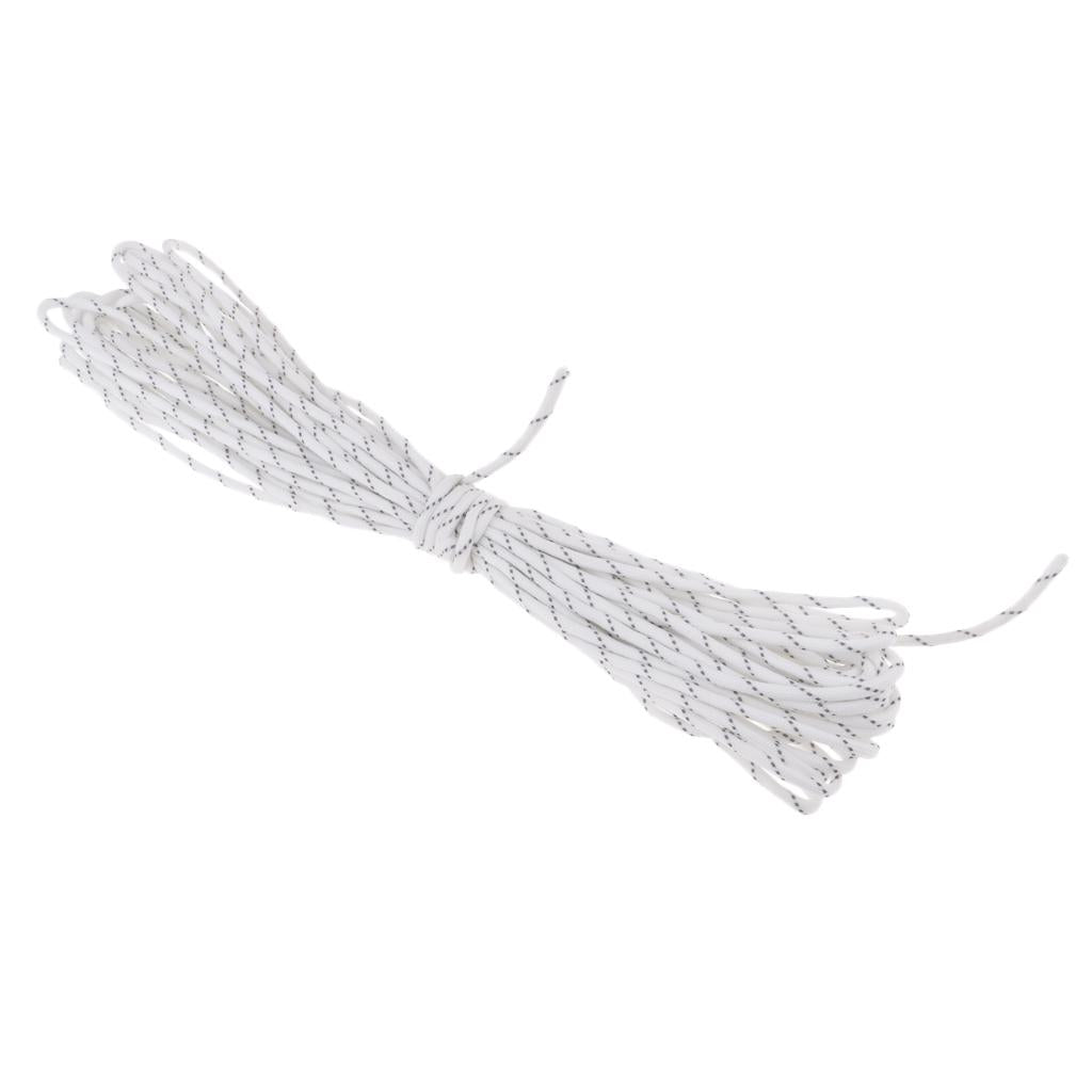 15m Reflective Nylon Tent Line Canopy Guyline Rope Survival Paracord White