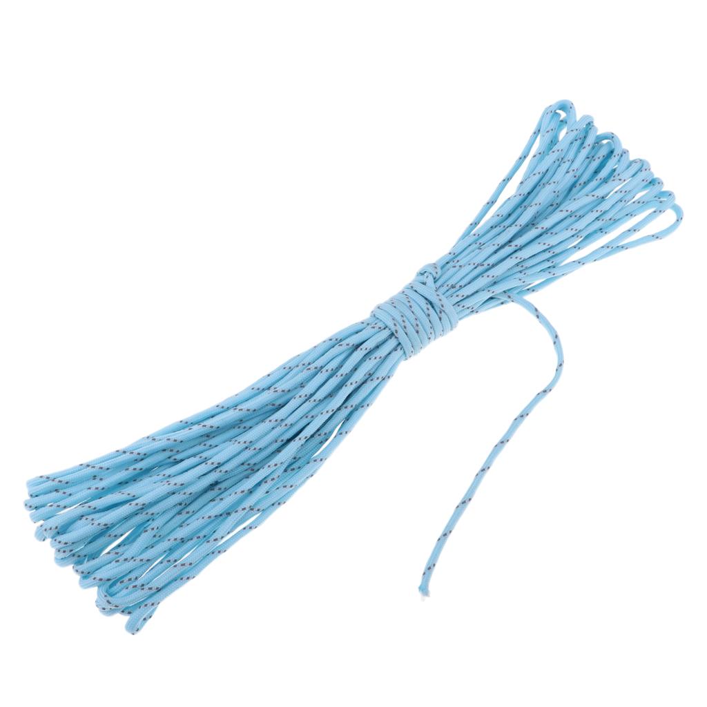 15m Reflective Nylon Tent Line Canopy Guyline Rope Survival Paracord Blue