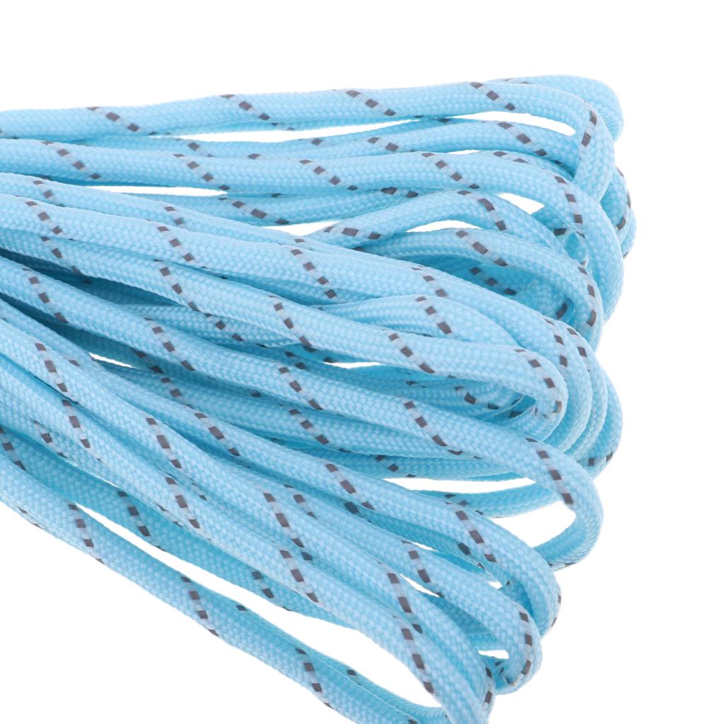 15m Reflective Nylon Tent Line Canopy Guyline Rope Survival Paracord Blue