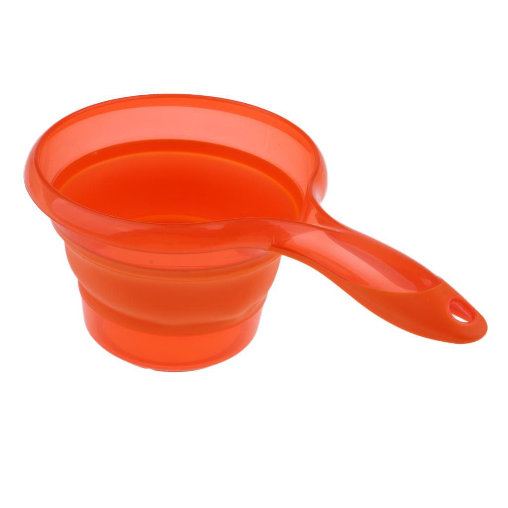 Folding Water Ladle Collapsible Spoon Kitchen  Cup Shampoo Bath Shower Orange