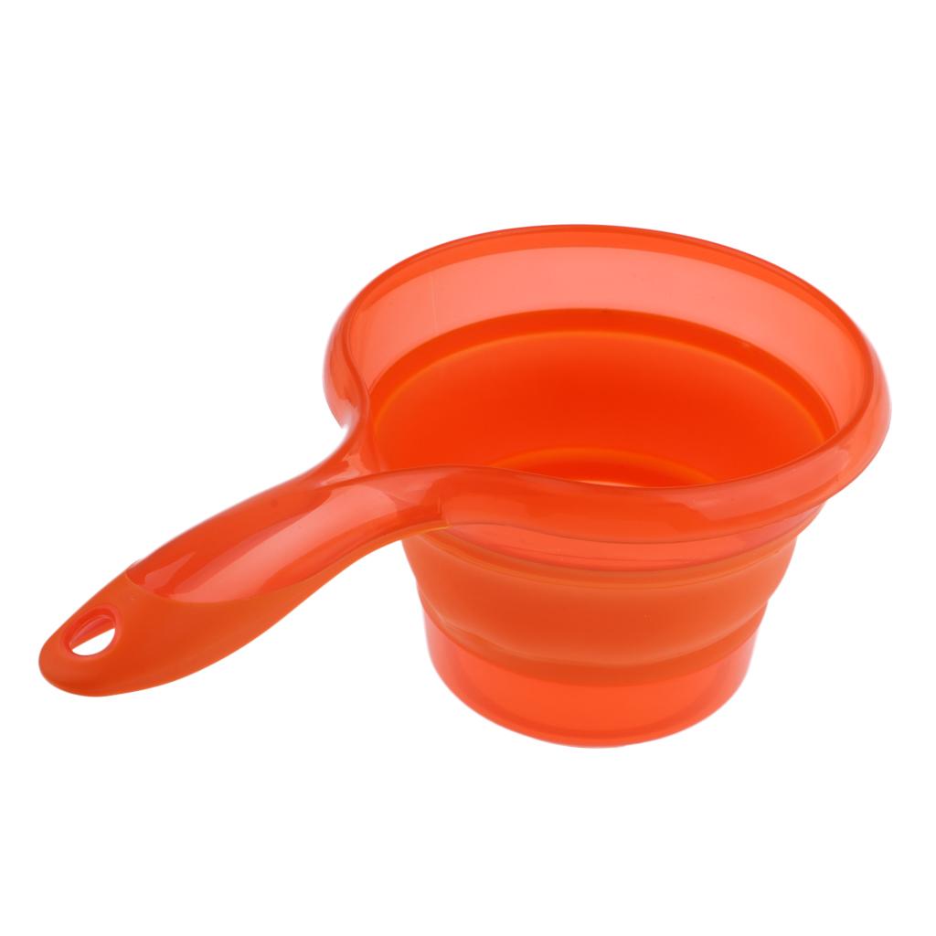 Folding Water Ladle Collapsible Spoon Kitchen  Cup Shampoo Bath Shower Orange