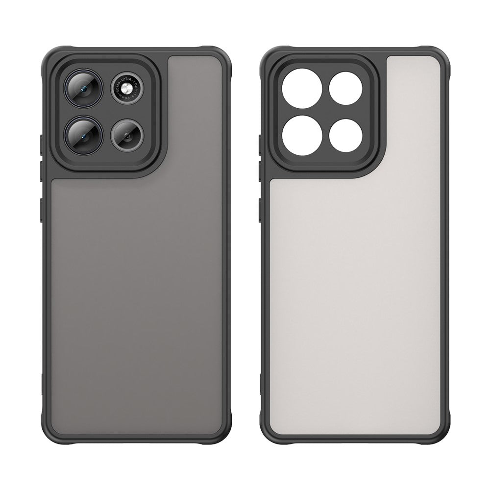 For Motorola Moto G100 Pro 5G / G86 5G Case Drop Proof Airbags Frosted Translucent PC + TPU Phone Back Cover - Black