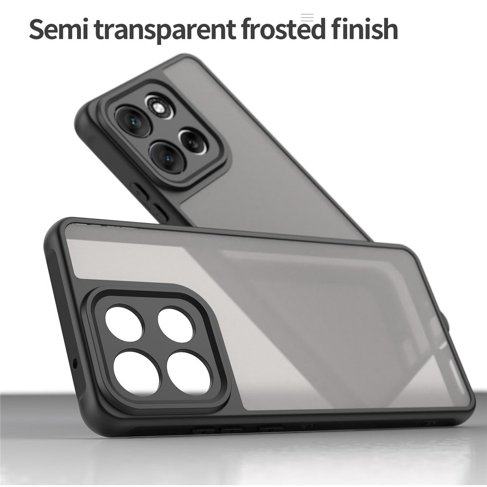 For Motorola Moto G100 Pro 5G / G86 5G Case Drop Proof Airbags Frosted Translucent PC + TPU Phone Back Cover - Black
