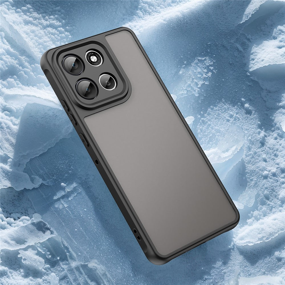 For Motorola Moto G100 Pro 5G / G86 5G Case Drop Proof Airbags Frosted Translucent PC + TPU Phone Back Cover - Black