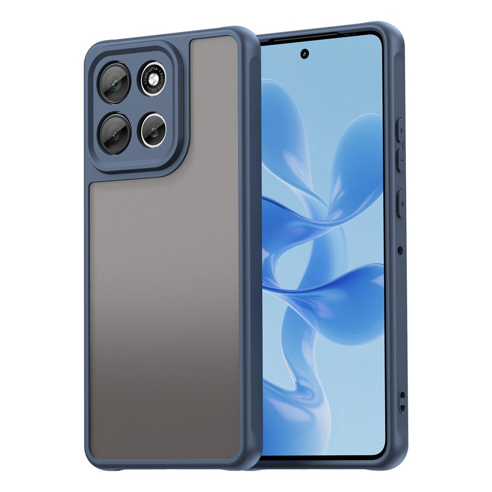 For Motorola Moto G100 Pro 5G / G86 5G Case Drop Proof Airbags Frosted Translucent PC + TPU Phone Back Cover - Blue