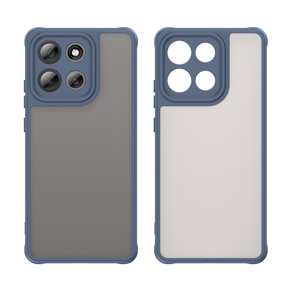 For Motorola Moto G100 Pro 5G / G86 5G Case Drop Proof Airbags Frosted Translucent PC + TPU Phone Back Cover - Blue