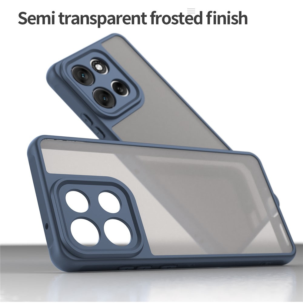 For Motorola Moto G100 Pro 5G / G86 5G Case Drop Proof Airbags Frosted Translucent PC + TPU Phone Back Cover - Blue