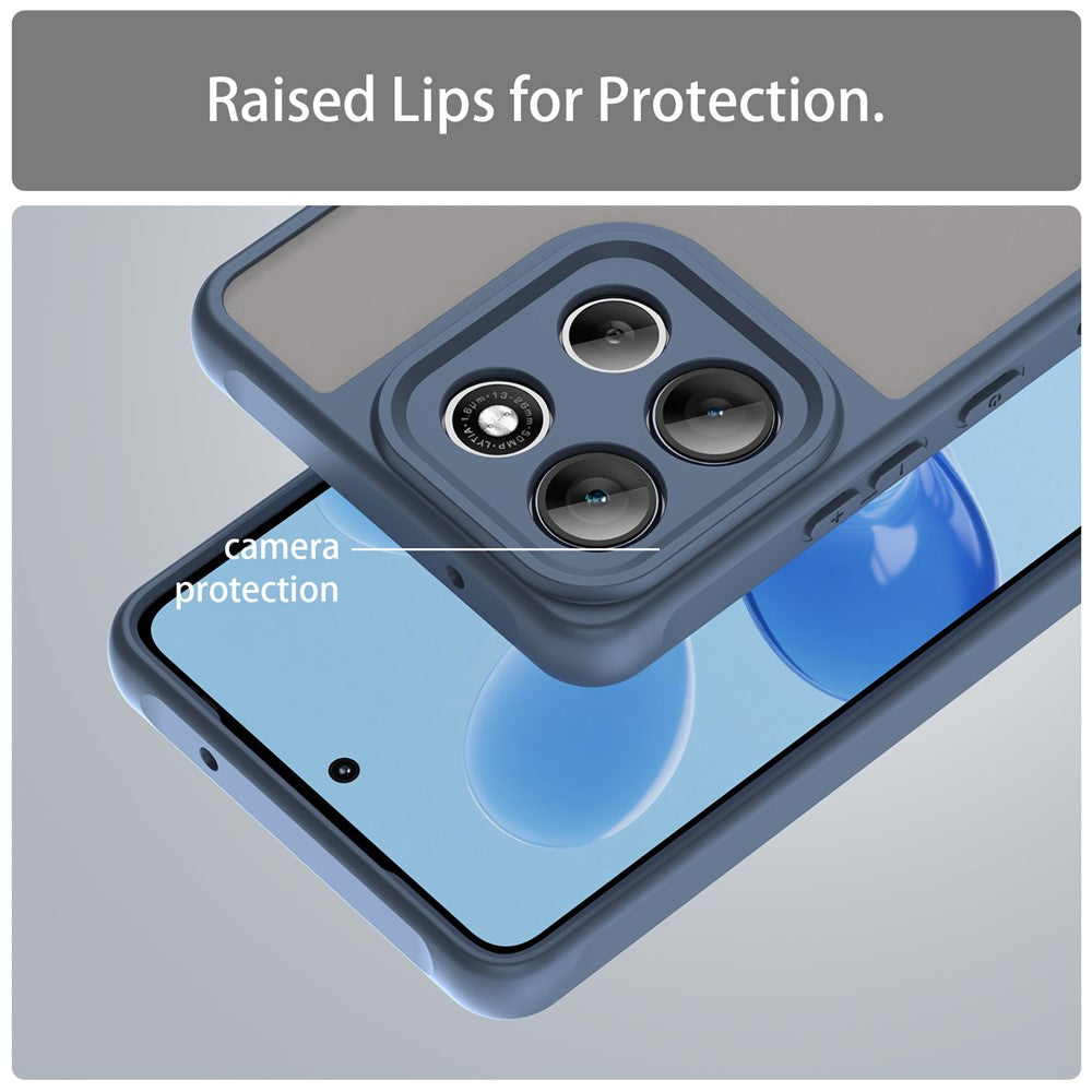 For Motorola Moto G100 Pro 5G / G86 5G Case Drop Proof Airbags Frosted Translucent PC + TPU Phone Back Cover - Blue