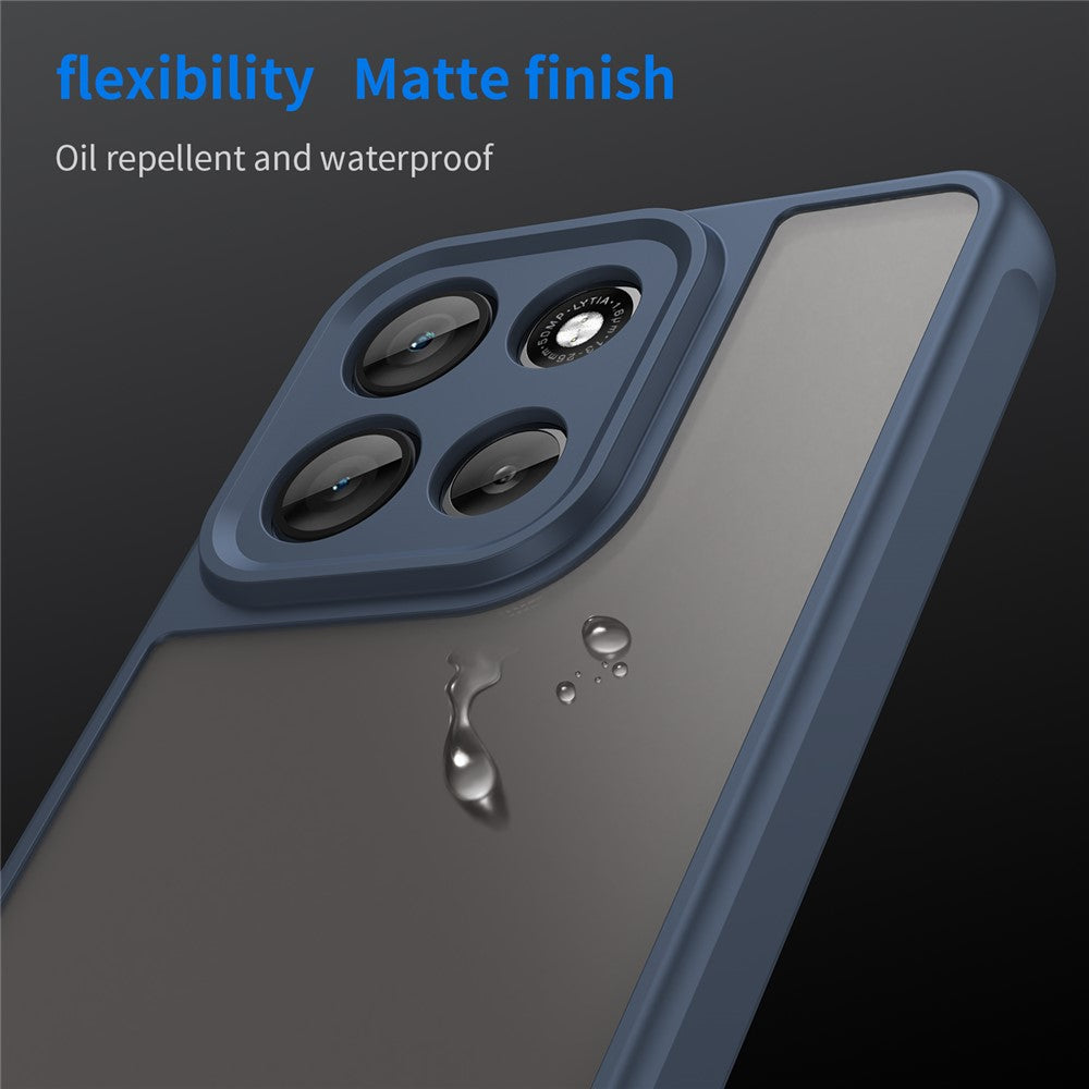 For Motorola Moto G100 Pro 5G / G86 5G Case Drop Proof Airbags Frosted Translucent PC + TPU Phone Back Cover - Blue