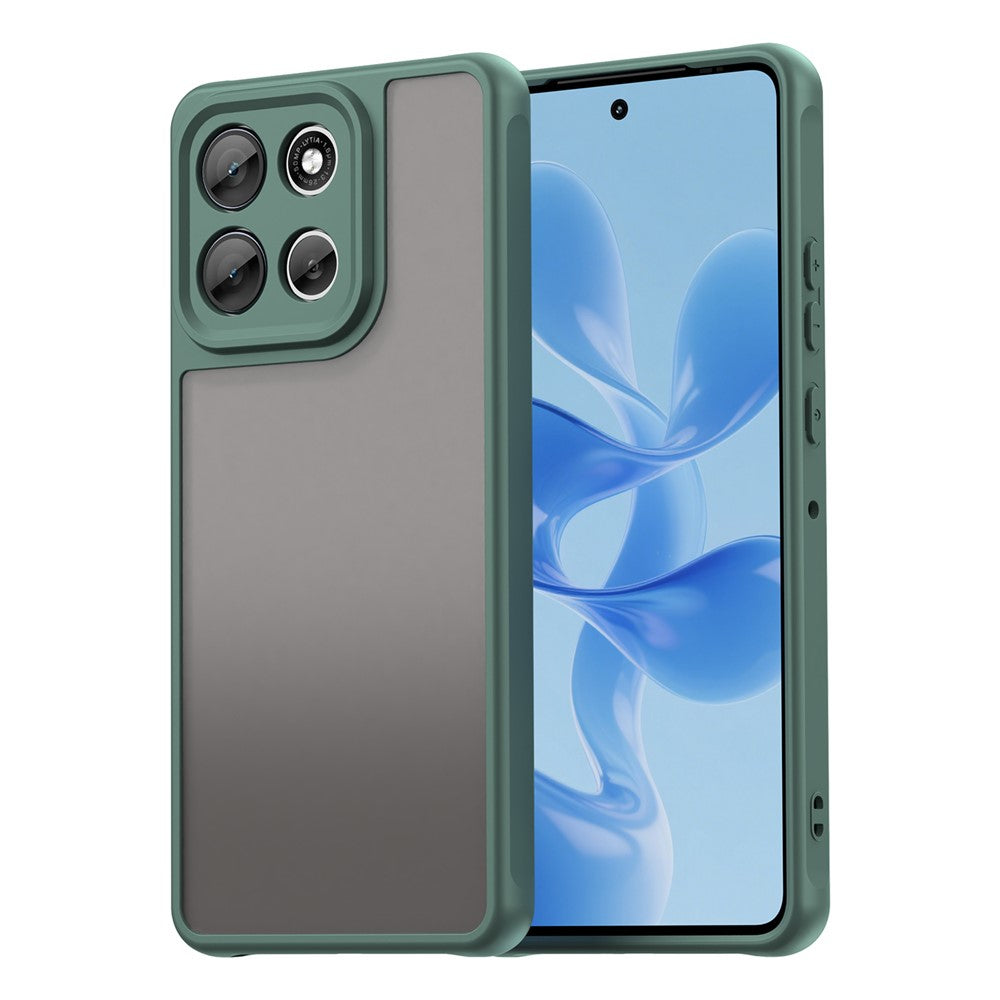 For Motorola Moto G100 Pro 5G / G86 5G Case Drop Proof Airbags Frosted Translucent PC + TPU Phone Back Cover - Green