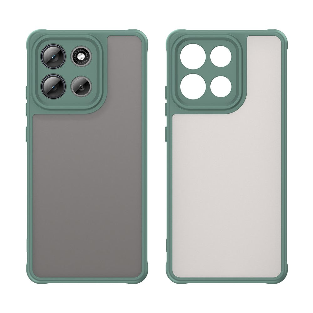 For Motorola Moto G100 Pro 5G / G86 5G Case Drop Proof Airbags Frosted Translucent PC + TPU Phone Back Cover - Green