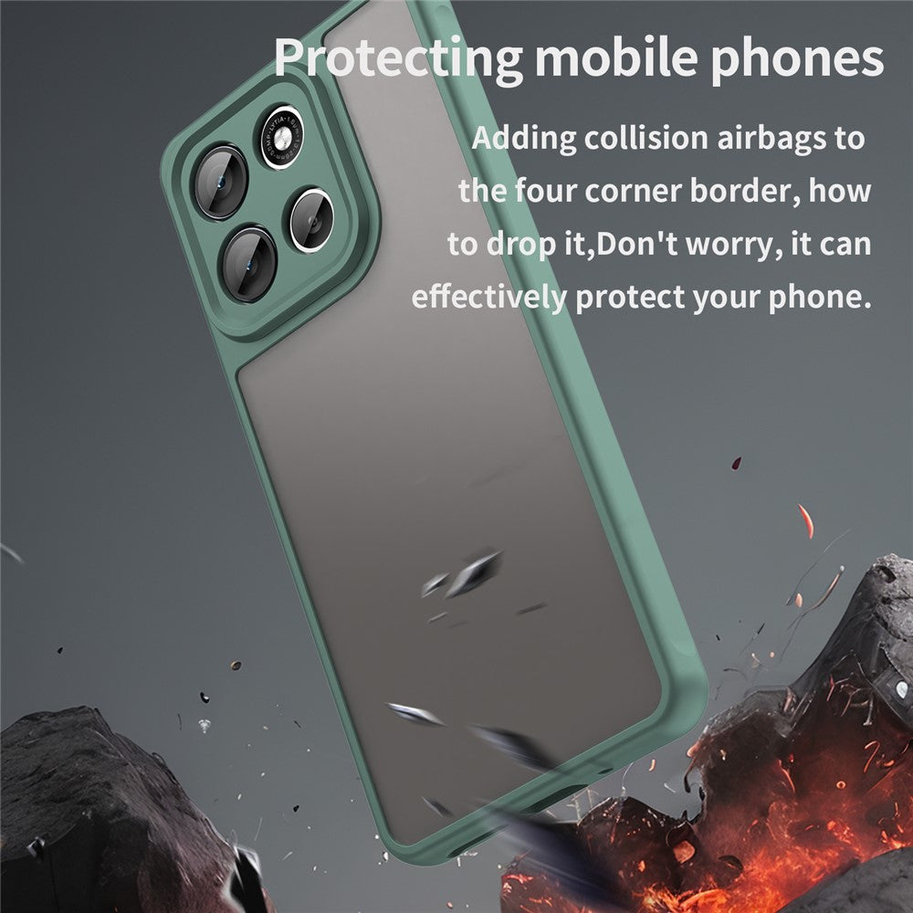 For Motorola Moto G100 Pro 5G / G86 5G Case Drop Proof Airbags Frosted Translucent PC + TPU Phone Back Cover - Green