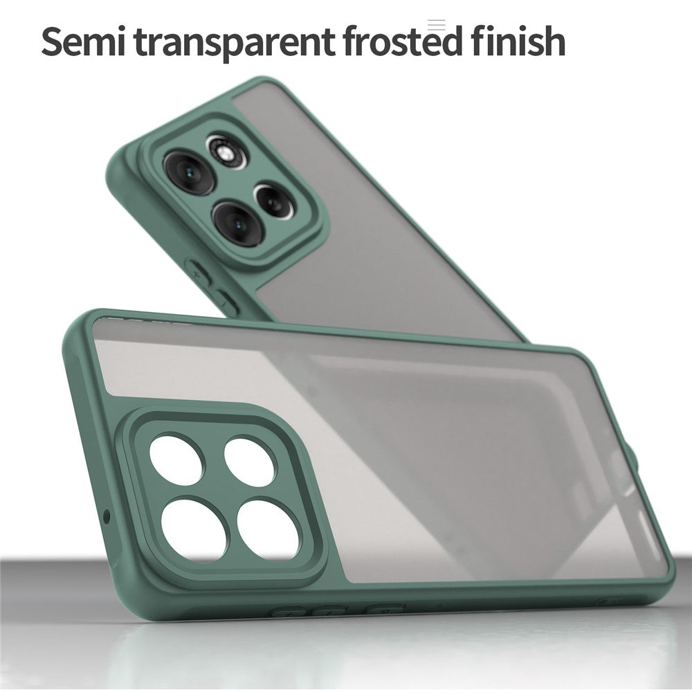 For Motorola Moto G100 Pro 5G / G86 5G Case Drop Proof Airbags Frosted Translucent PC + TPU Phone Back Cover - Green