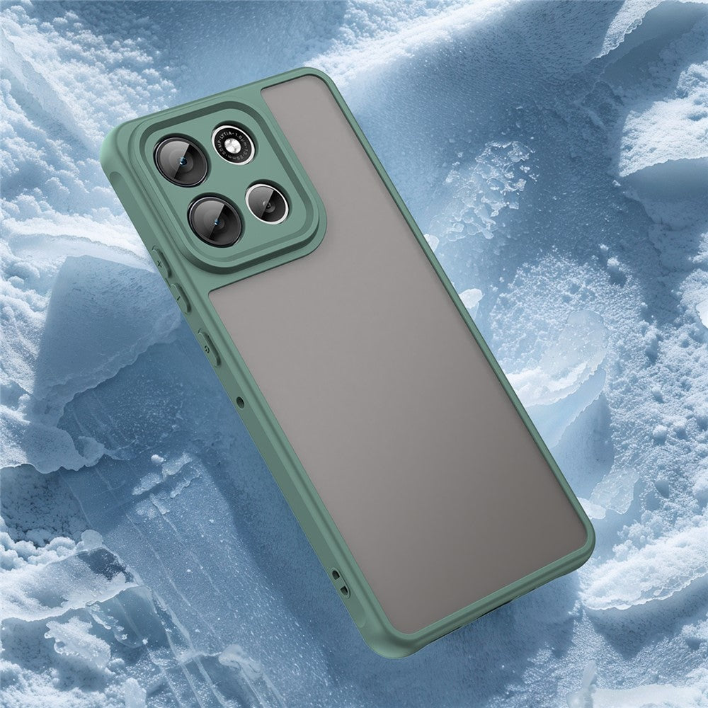 For Motorola Moto G100 Pro 5G / G86 5G Case Drop Proof Airbags Frosted Translucent PC + TPU Phone Back Cover - Green