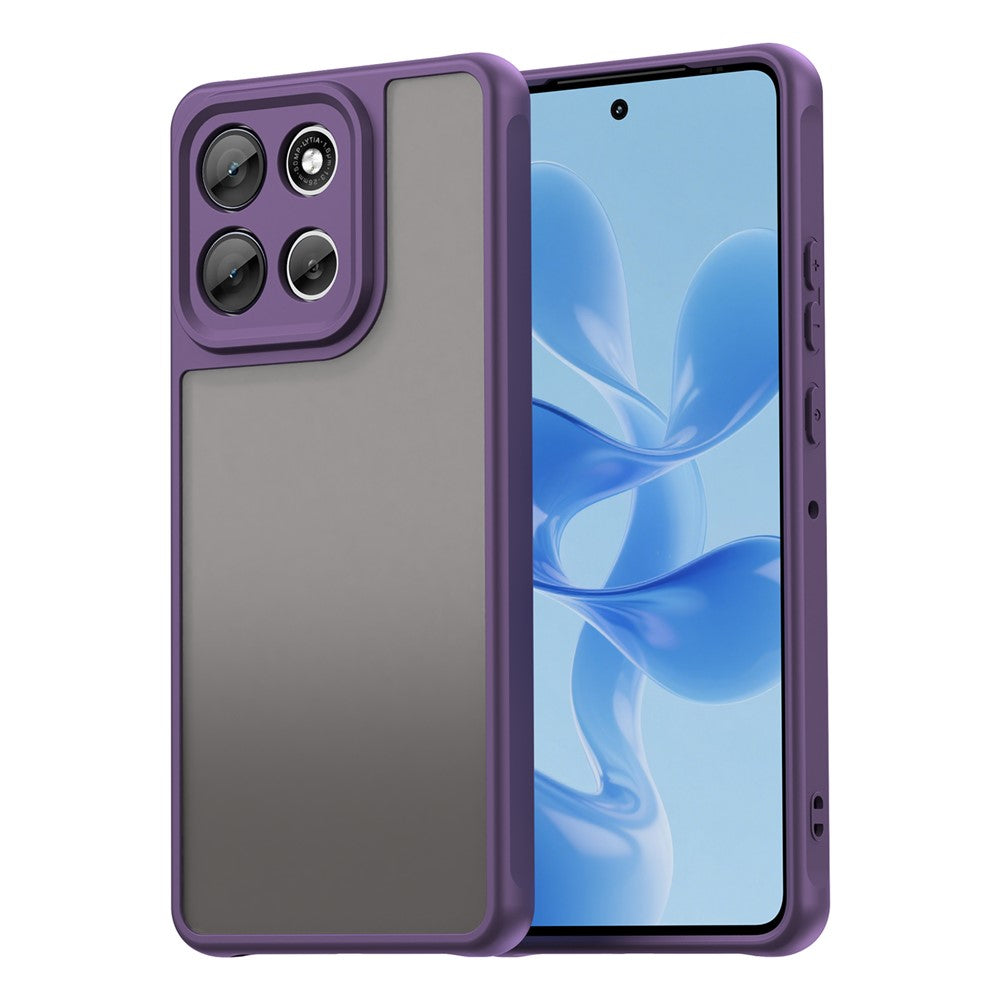 For Motorola Moto G100 Pro 5G / G86 5G Case Drop Proof Airbags Frosted Translucent PC + TPU Phone Back Cover - Purple