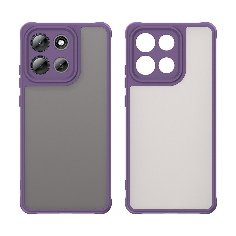 For Motorola Moto G100 Pro 5G / G86 5G Case Drop Proof Airbags Frosted Translucent PC + TPU Phone Back Cover - Purple