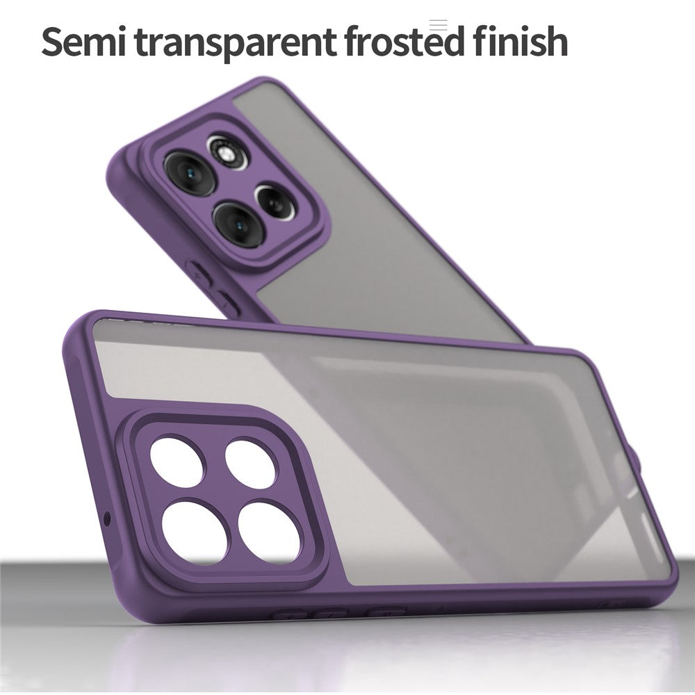For Motorola Moto G100 Pro 5G / G86 5G Case Drop Proof Airbags Frosted Translucent PC + TPU Phone Back Cover - Purple