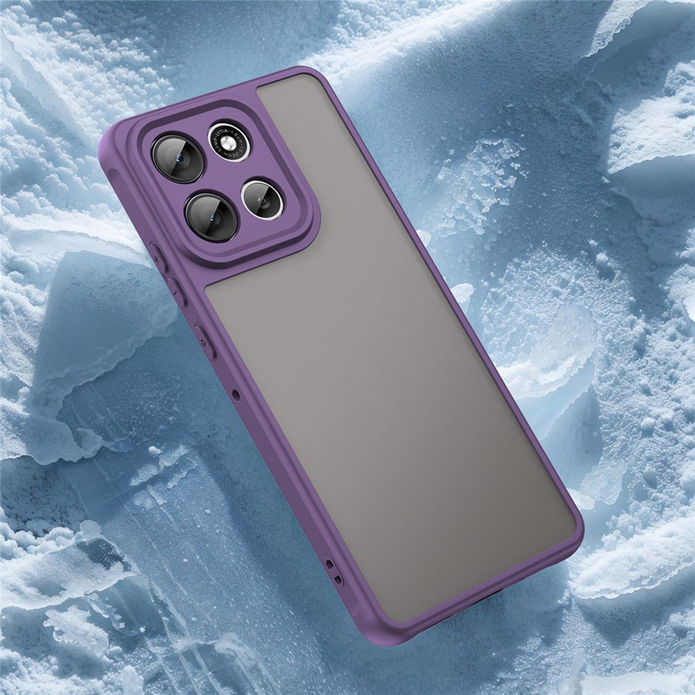 For Motorola Moto G100 Pro 5G / G86 5G Case Drop Proof Airbags Frosted Translucent PC + TPU Phone Back Cover - Purple