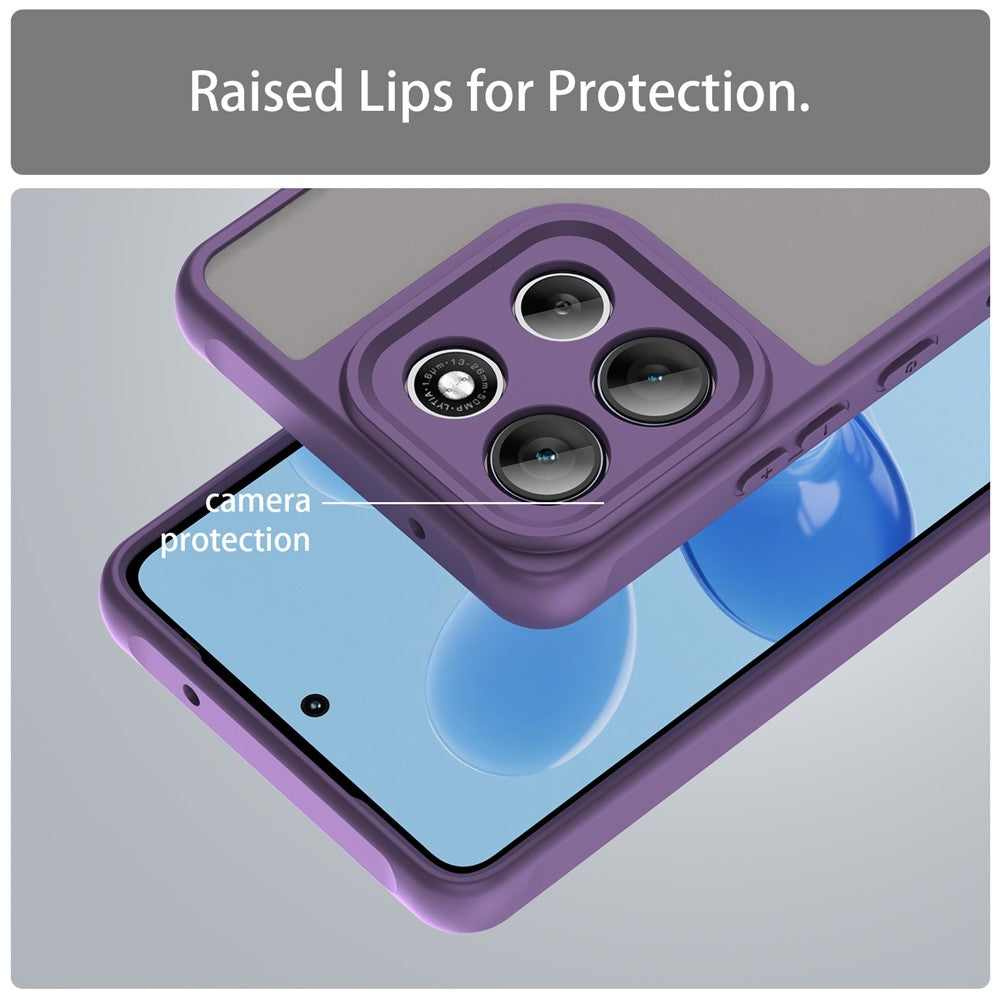 For Motorola Moto G100 Pro 5G / G86 5G Case Drop Proof Airbags Frosted Translucent PC + TPU Phone Back Cover - Purple