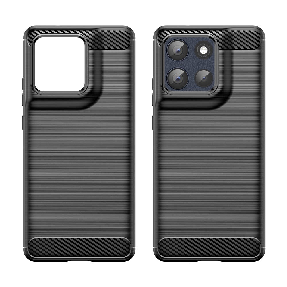 For Motorola Moto G100 Pro 5G / G86 5G Case Protective Phone Cover Carbon Fiber Texture Brushed - Black