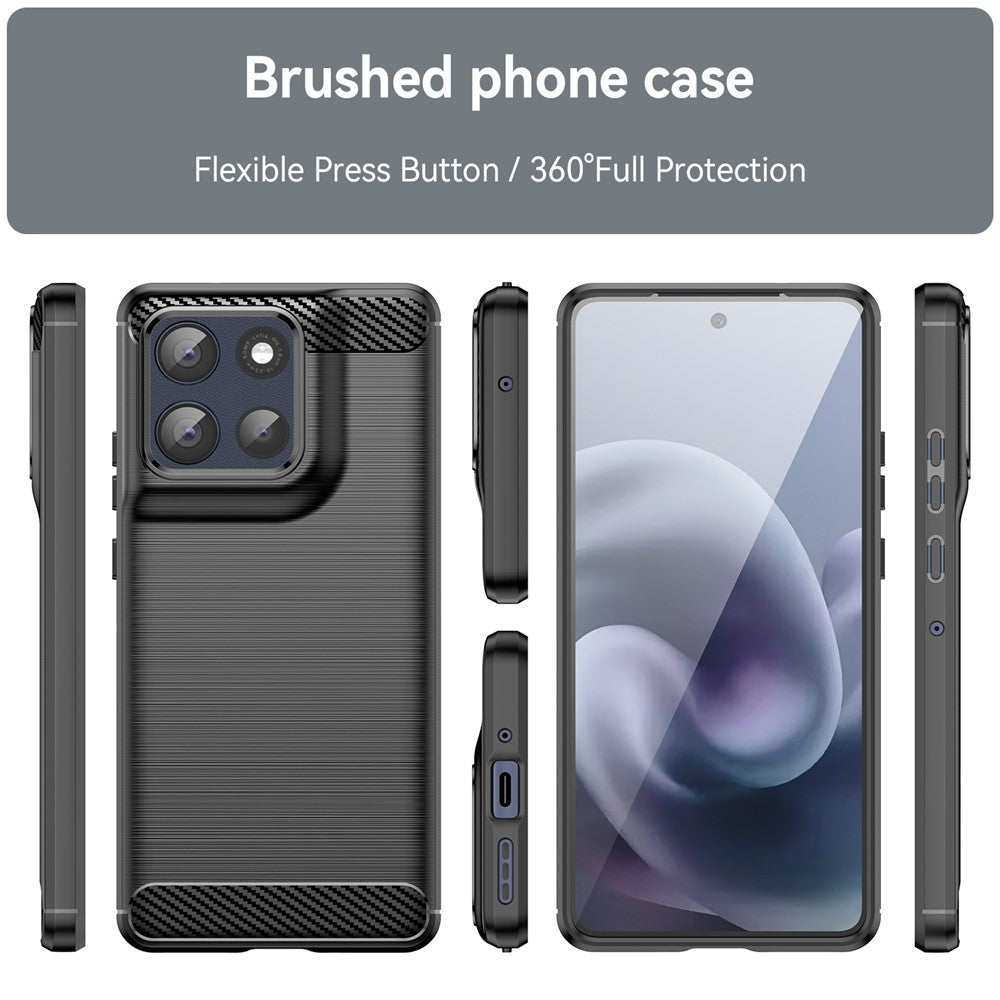 For Motorola Moto G100 Pro 5G / G86 5G Case Protective Phone Cover Carbon Fiber Texture Brushed - Black