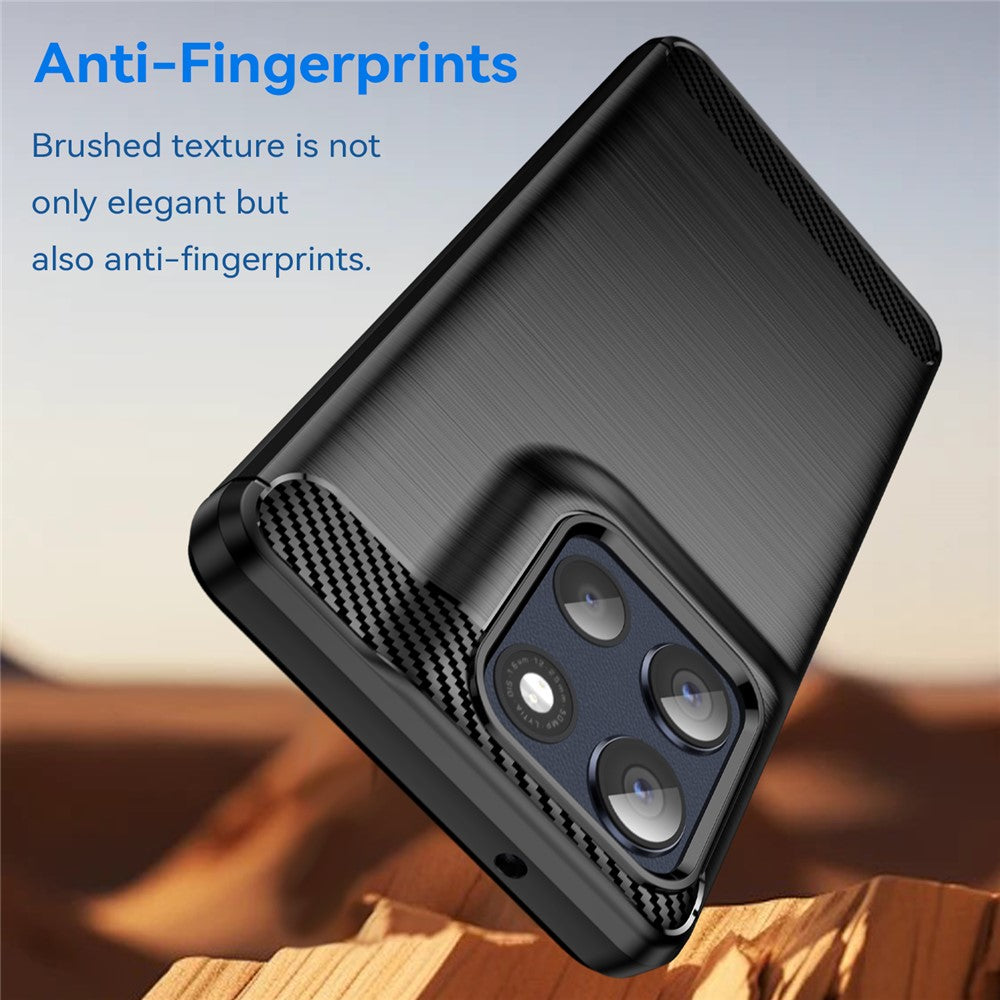 For Motorola Moto G100 Pro 5G / G86 5G Case Protective Phone Cover Carbon Fiber Texture Brushed - Black