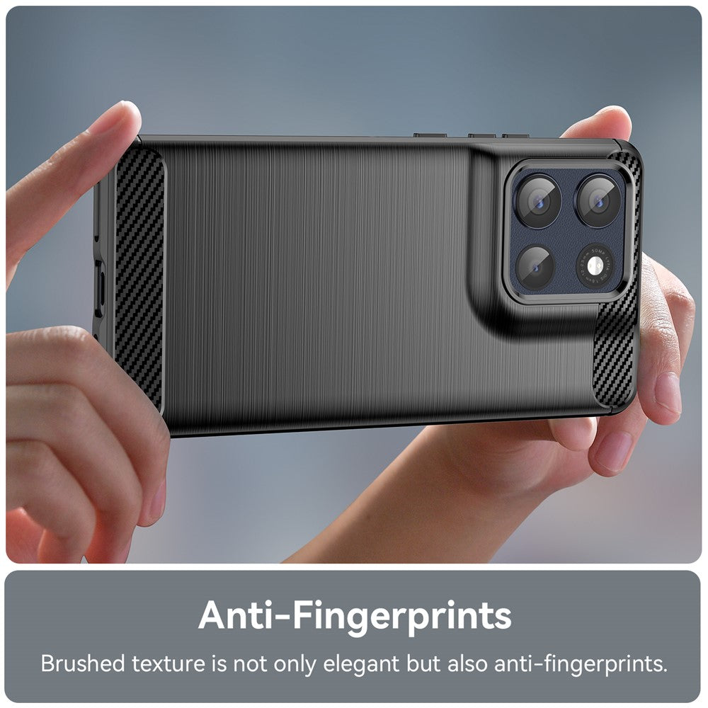 For Motorola Moto G100 Pro 5G / G86 5G Case Protective Phone Cover Carbon Fiber Texture Brushed - Black
