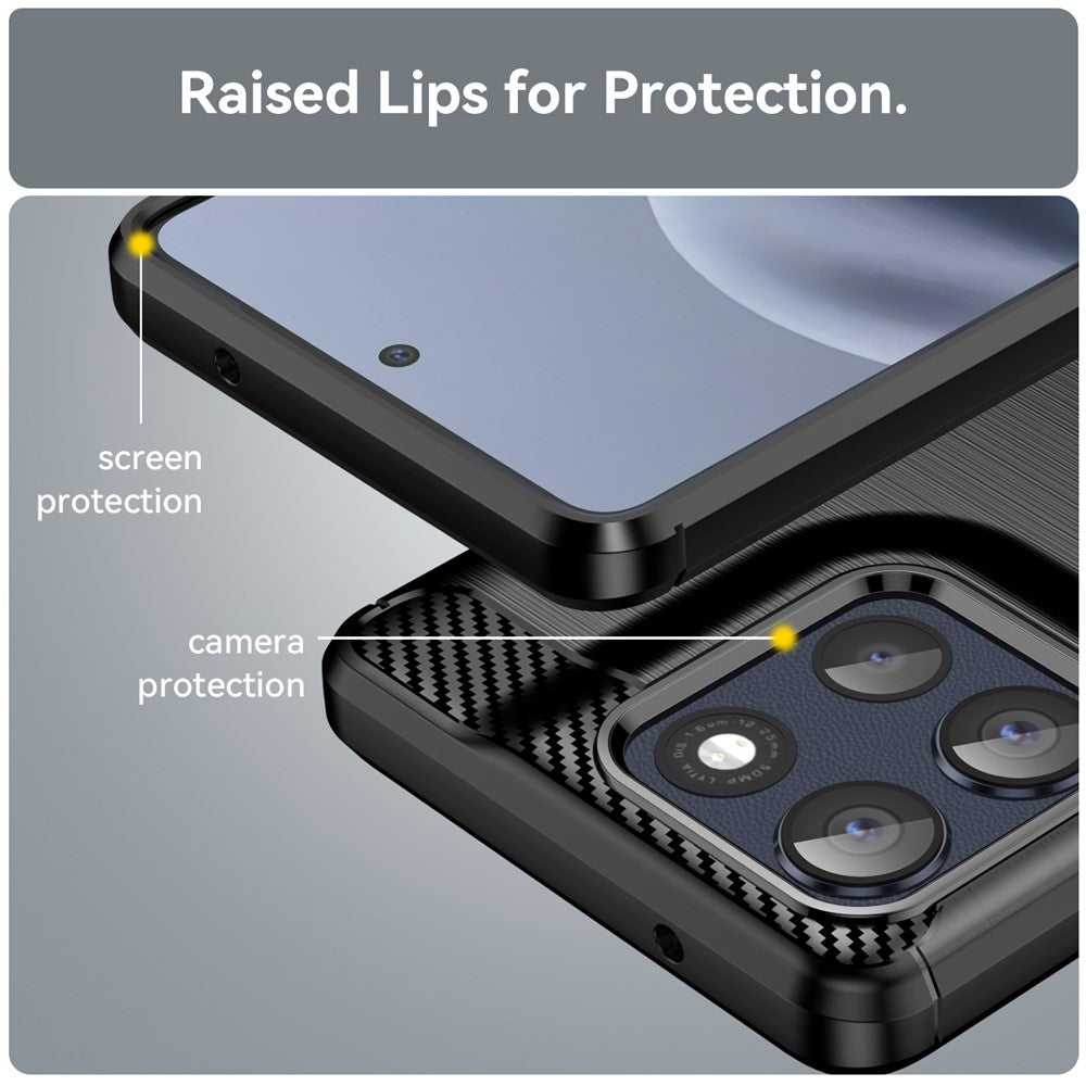For Motorola Moto G100 Pro 5G / G86 5G Case Protective Phone Cover Carbon Fiber Texture Brushed - Black
