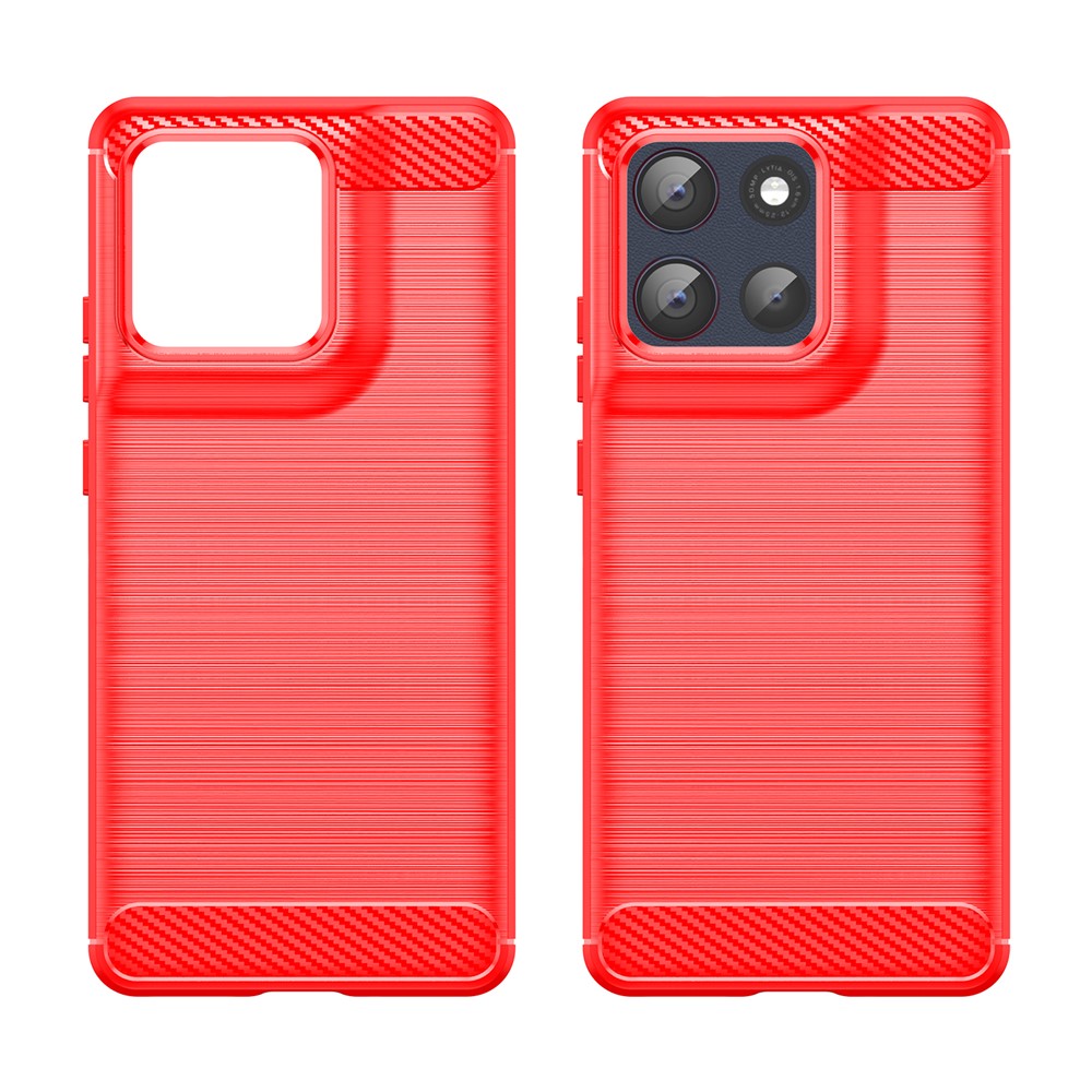 For Motorola Moto G100 Pro 5G / G86 5G Case Protective Phone Cover Carbon Fiber Texture Brushed - Red