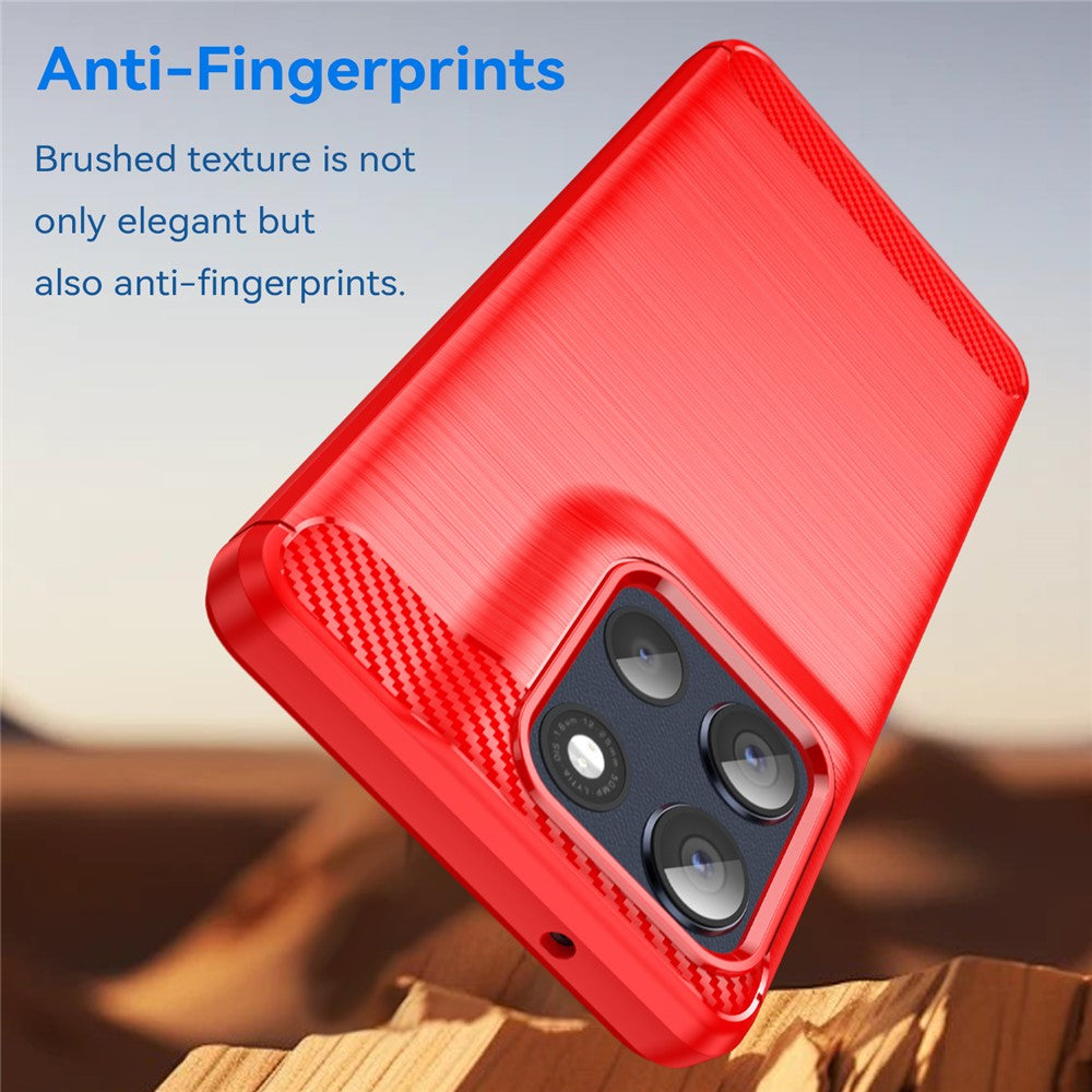 For Motorola Moto G100 Pro 5G / G86 5G Case Protective Phone Cover Carbon Fiber Texture Brushed - Red