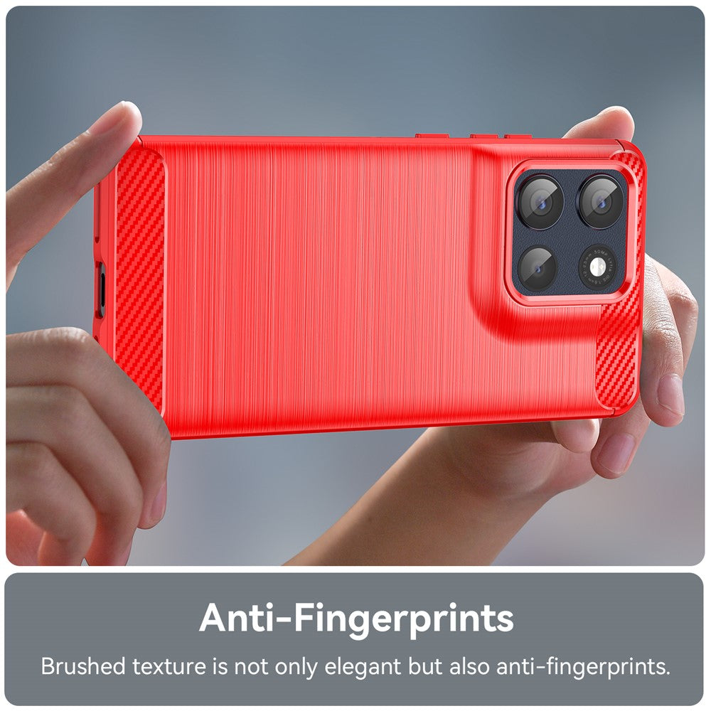 For Motorola Moto G100 Pro 5G / G86 5G Case Protective Phone Cover Carbon Fiber Texture Brushed - Red