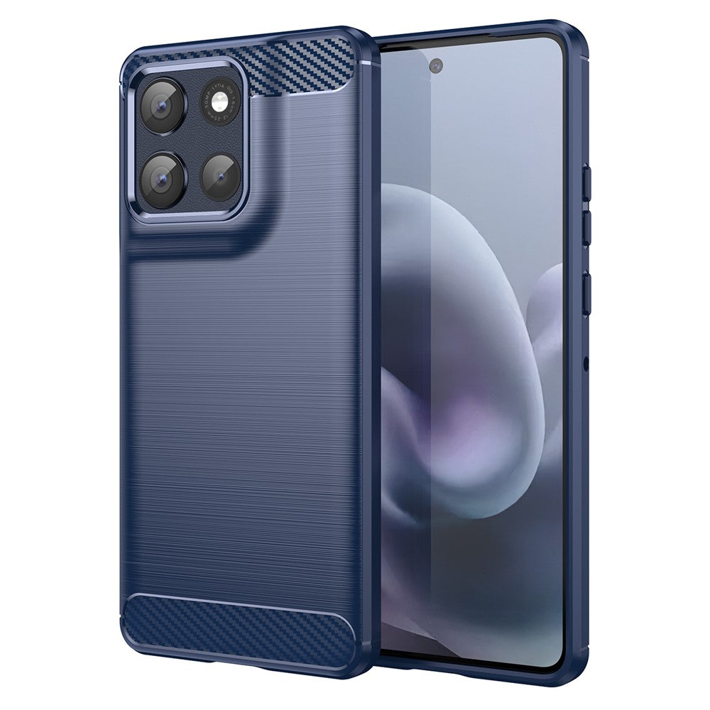 For Motorola Moto G100 Pro 5G / G86 5G Case Protective Phone Cover Carbon Fiber Texture Brushed - Blue