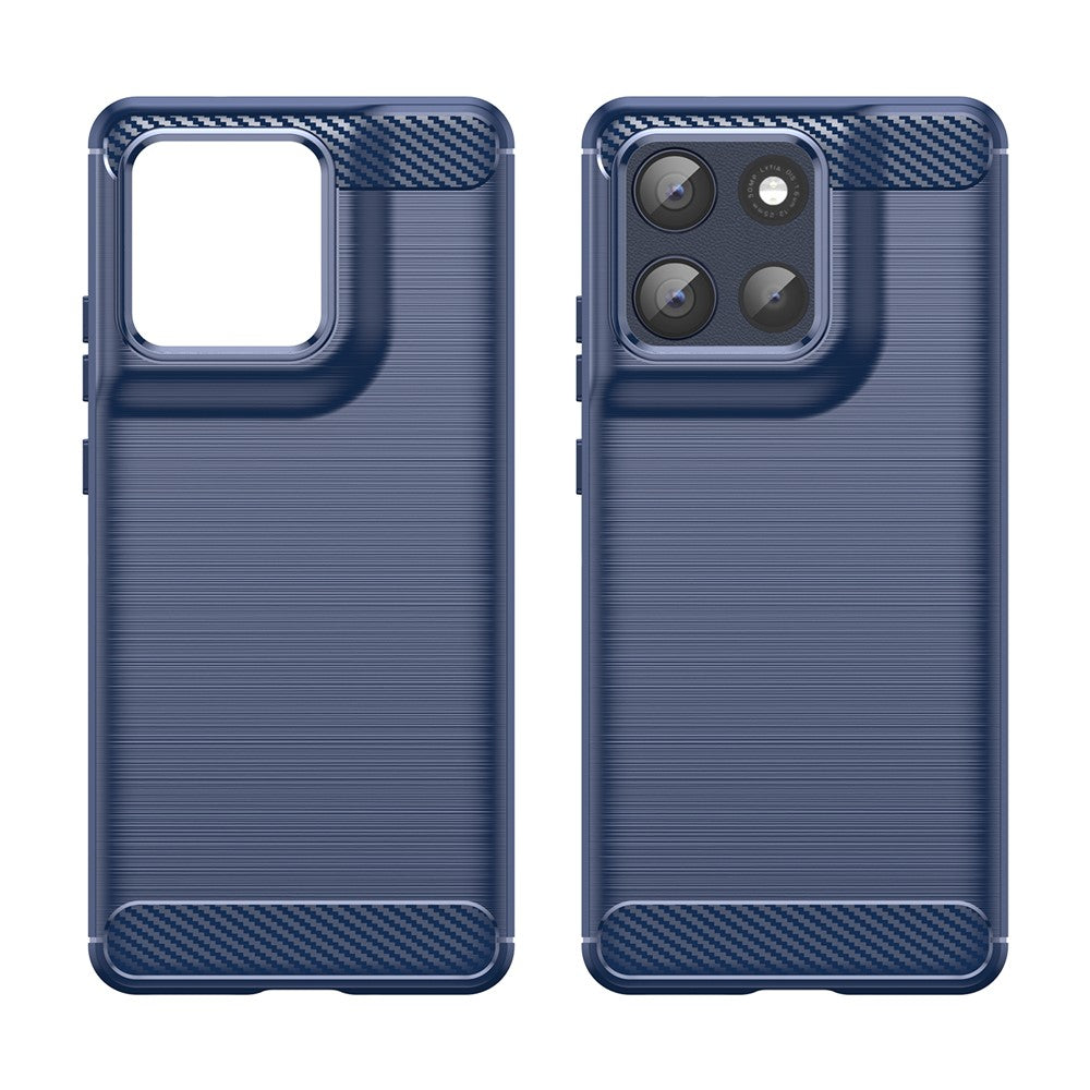 For Motorola Moto G100 Pro 5G / G86 5G Case Protective Phone Cover Carbon Fiber Texture Brushed - Blue