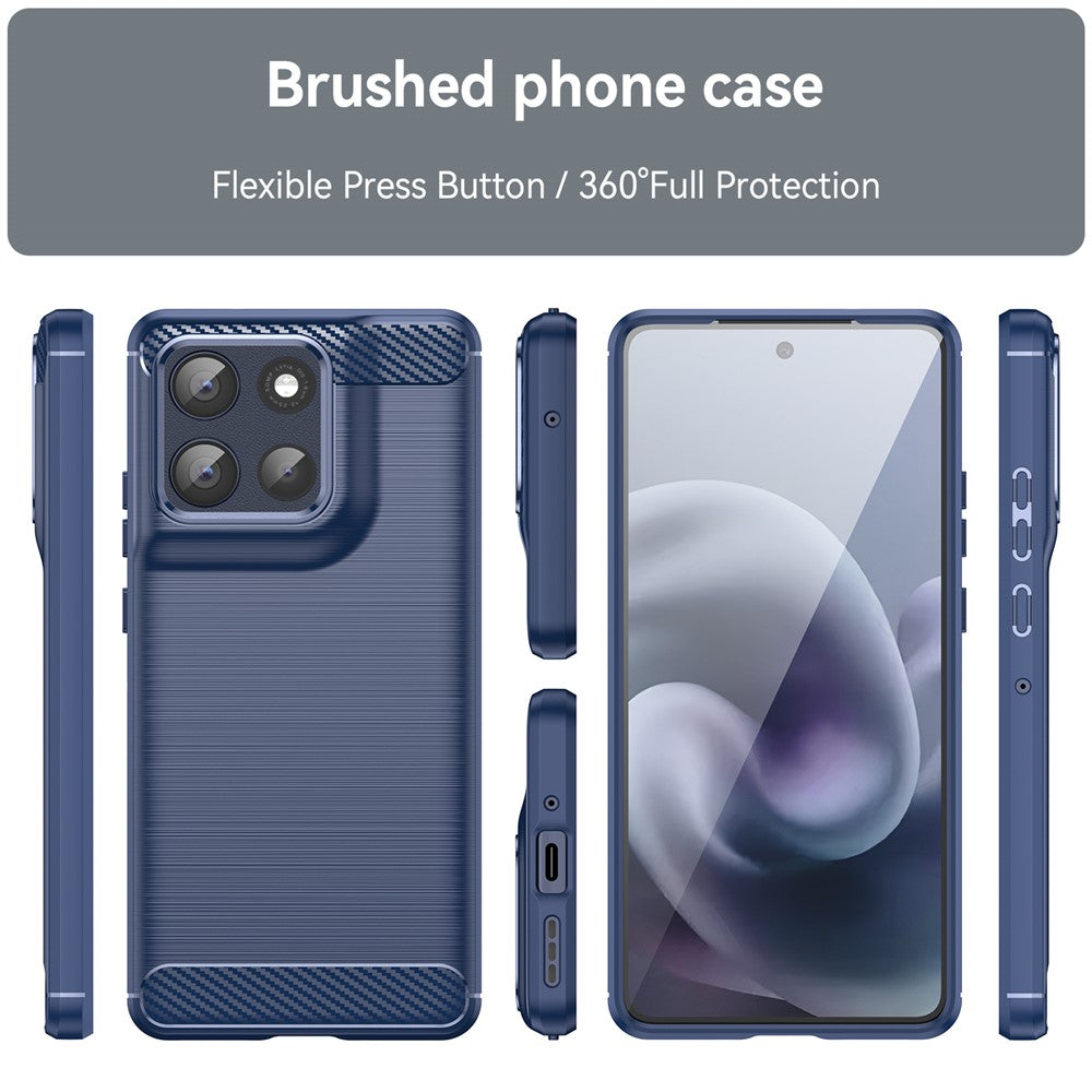 For Motorola Moto G100 Pro 5G / G86 5G Case Protective Phone Cover Carbon Fiber Texture Brushed - Blue